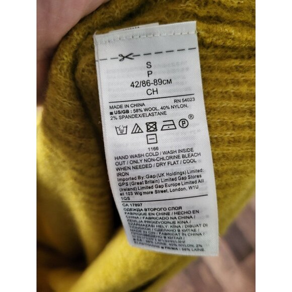 Banana Republic Mustard Wool Blend Mock Neck Crop Sweater Sz S - Picture 5 of 5